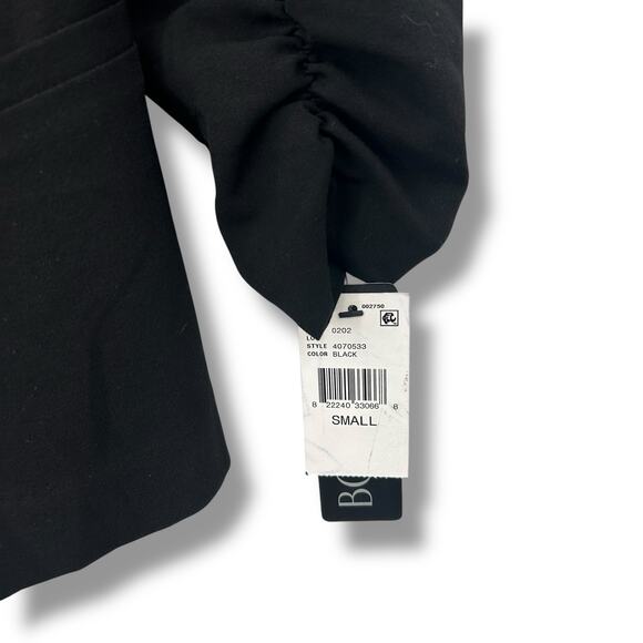 NEW BCX Black Blazer Size Small Button Front Classic Career Office Ruched Sleeve - Picture 2 of 6